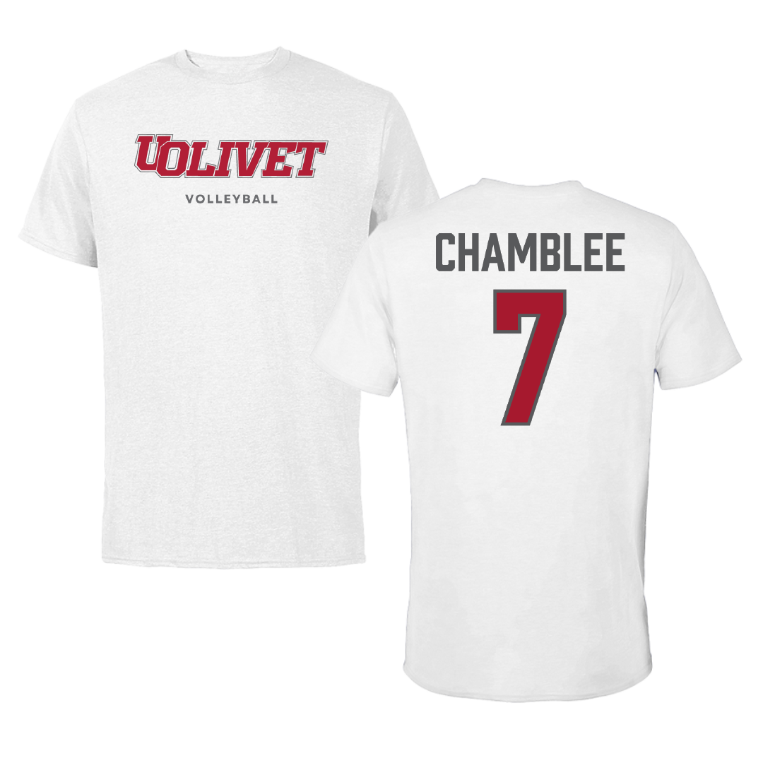 The University of Olivet Volleyball (M) White Performance Tee - #7 Austin Chamblee
