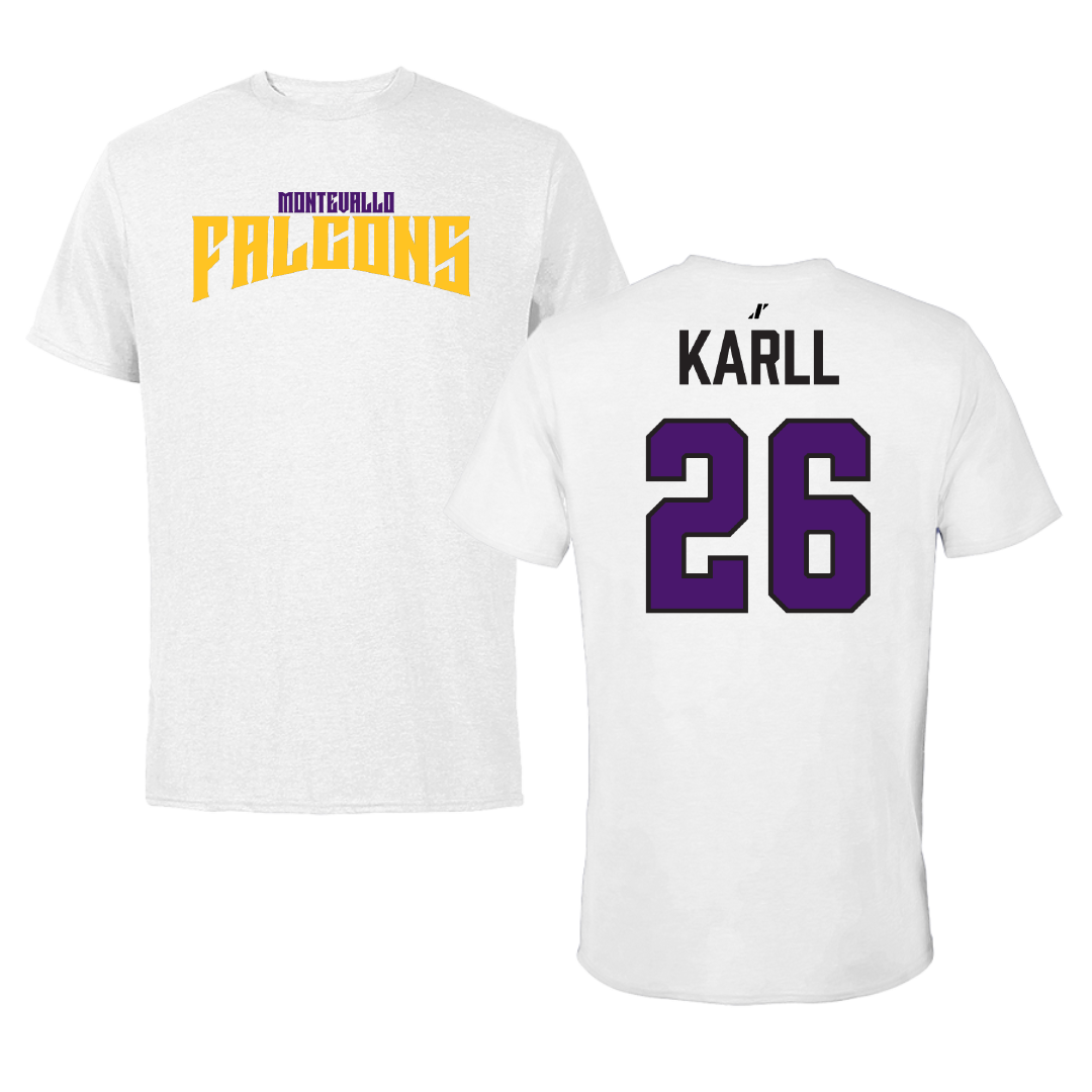 University of Montevallo Baseball White Classic Tee - #26 Caleb Karll
