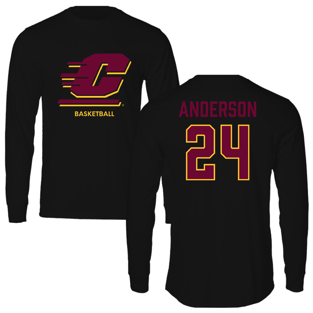 Central Michigan University Basketball (W) Black Performance Long Sleeve - #24 Taylor Anderson