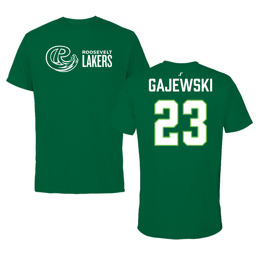 Roosevelt University Volleyball Green Performance Tee - #23 Adrian Gajewski
