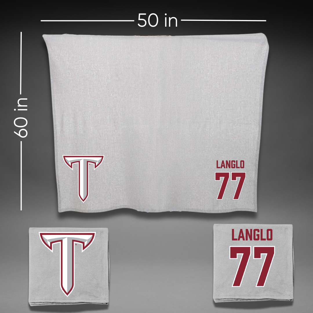 Troy University Football Gray Blanket - #77 Garner Langlo