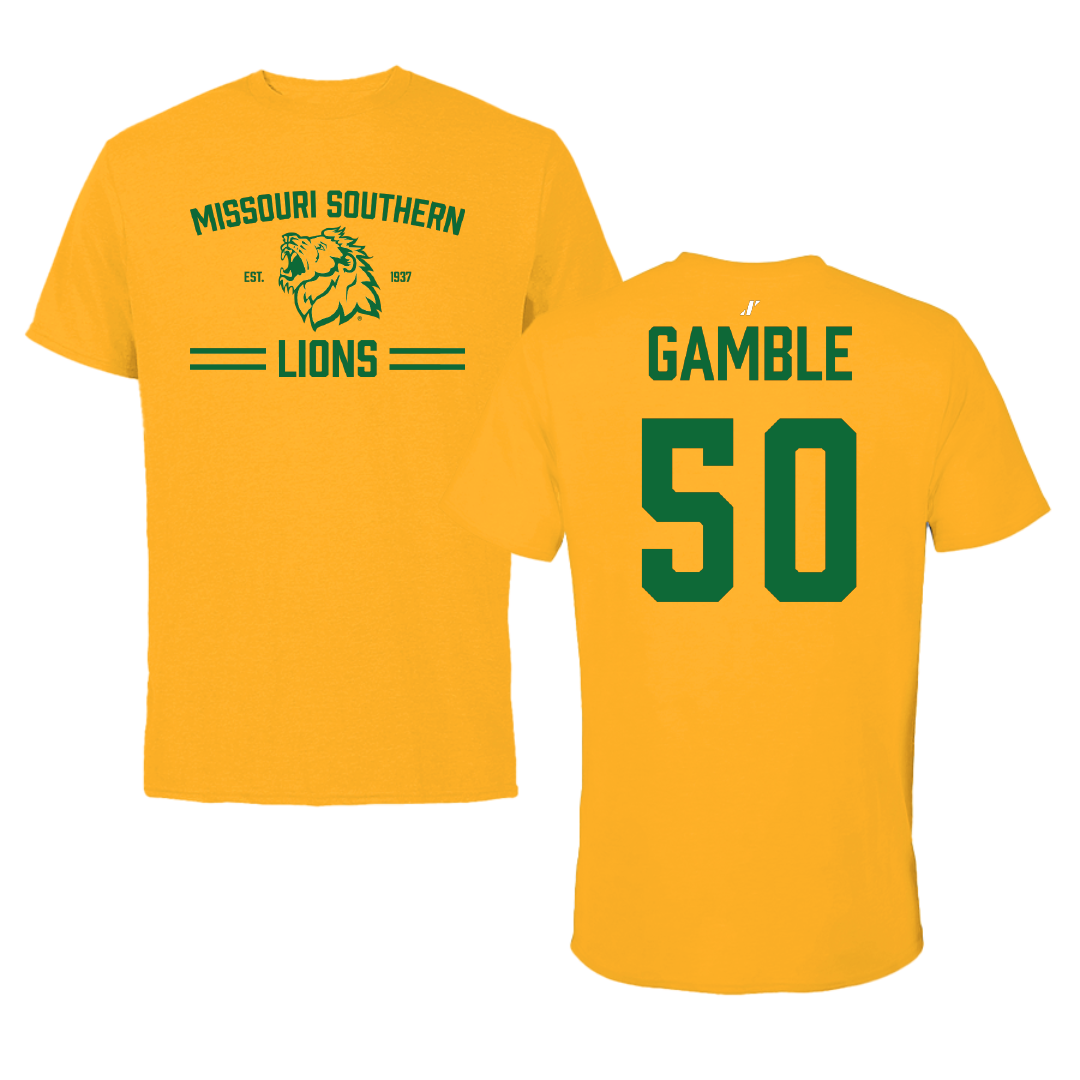 Missouri Southern State University Baseball Gold General Performance Tee - #50 Jackson Gamble