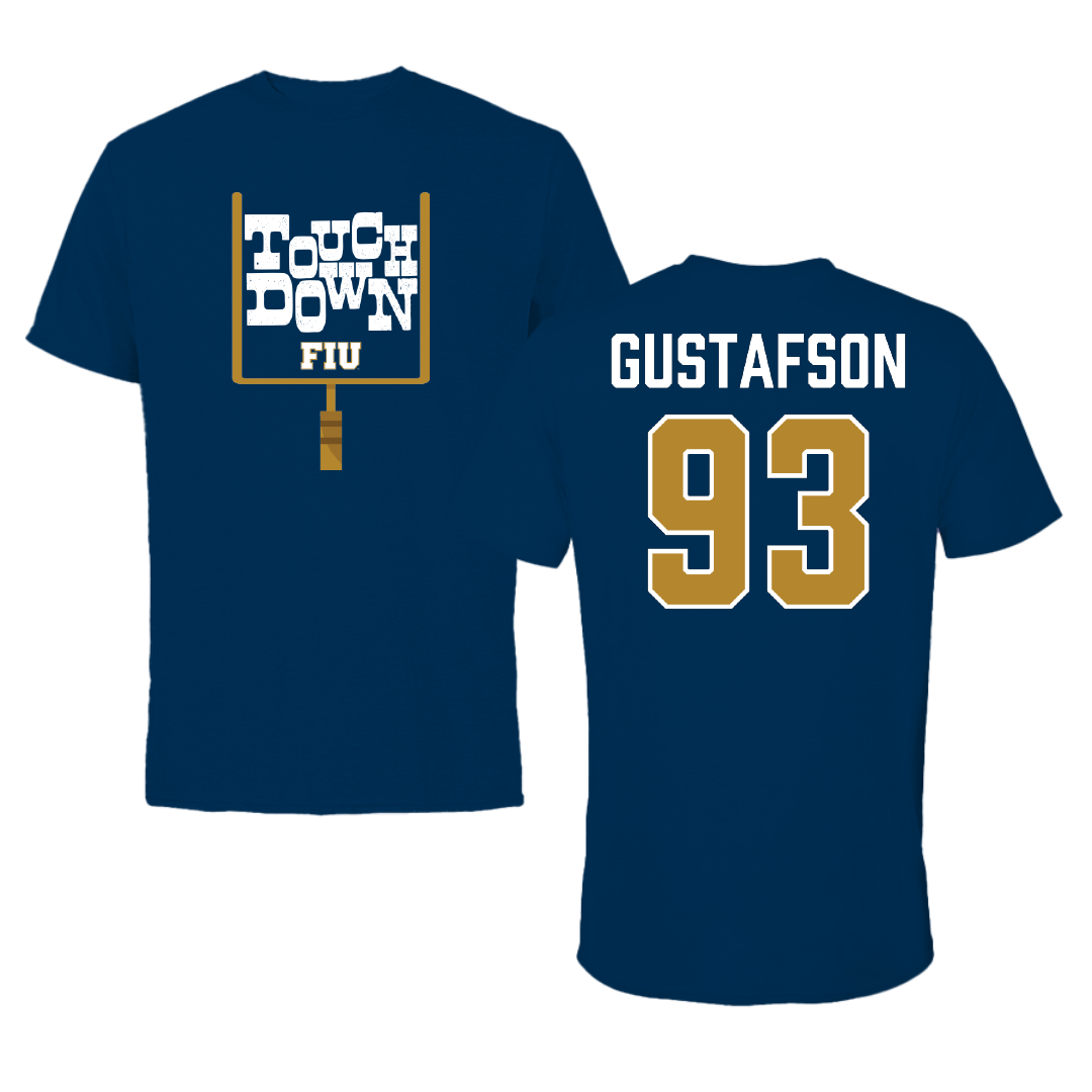 Florida International University Football Navy Touchdown Tee - #93 Cole Gustafson