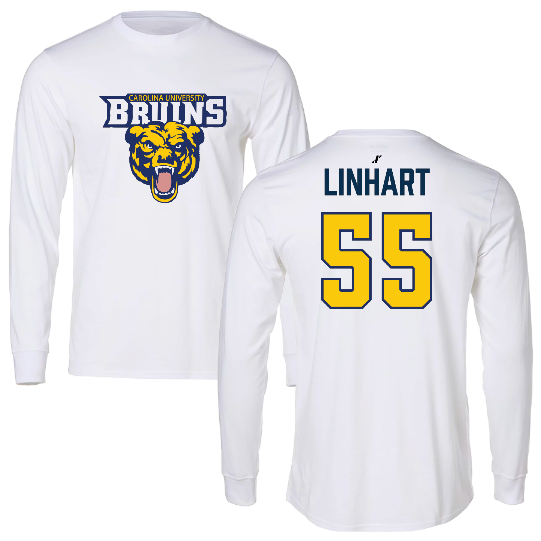 Carolina University Basketball (M) White Performance Long Sleeve - #55 Conrad Linhart