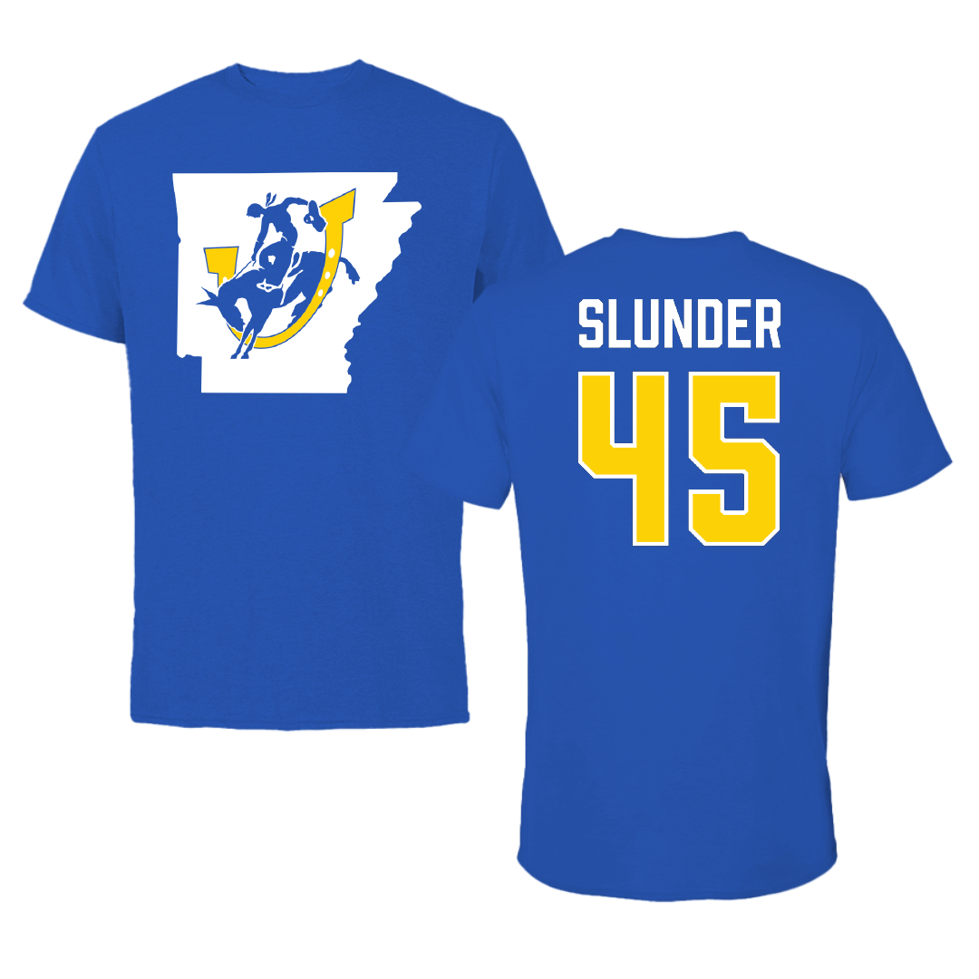 Southern Arkansas University Baseball Blue State Performance Tee - #45 Ryan Slunder