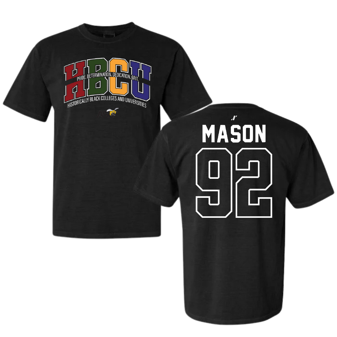 Alabama State University Football Black HBCU Comfort Colors Tee - #92 Ajani Mason