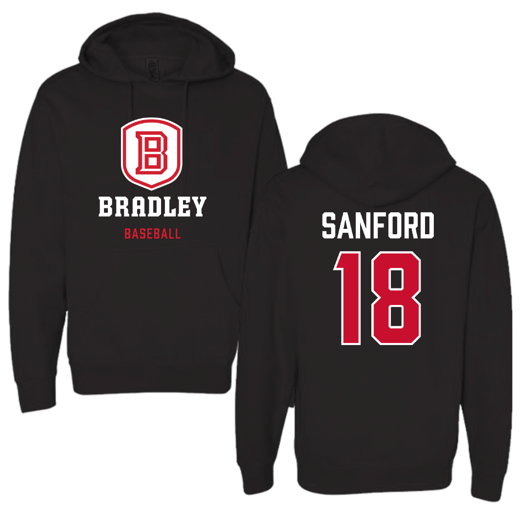 Bradley University Baseball Black Hoodie - #18 Robert Sanford