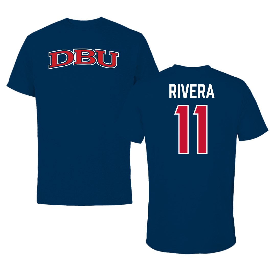 Dallas Baptist University Lacrosse Navy DBU Performance Tee - #11 Frankie Rivera