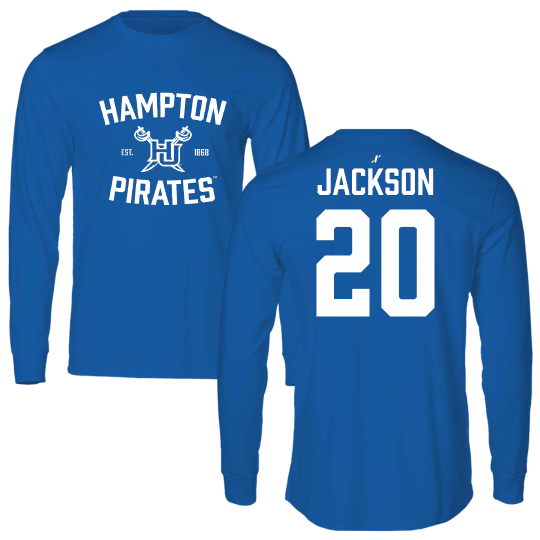 Hampton University Softball Blue General Performance Long Sleeve - #20 Raven Jackson