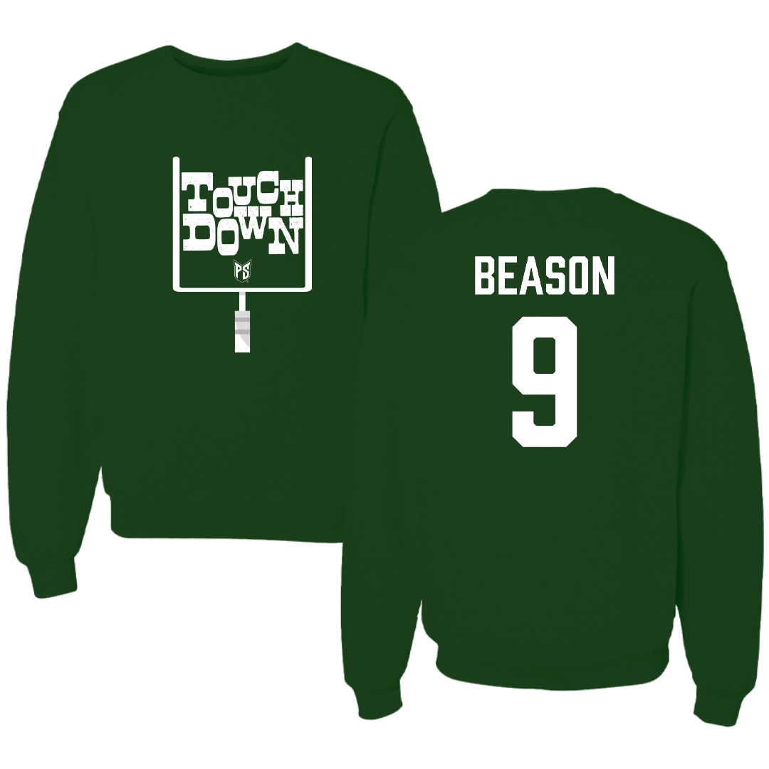 Portland State University Football Forest Green Touchdown Crewneck - #9 Davin Beason