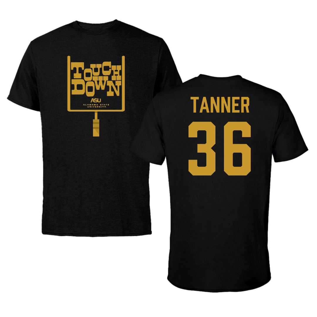 Alabama State University Football Black Touchdown Tee - #36 Brandon Tanner