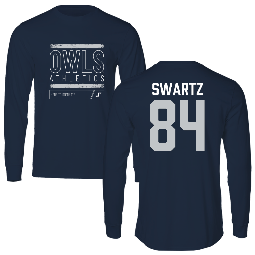 Rice University Football Navy Dominate Long Sleeve - #84 Will Swartz