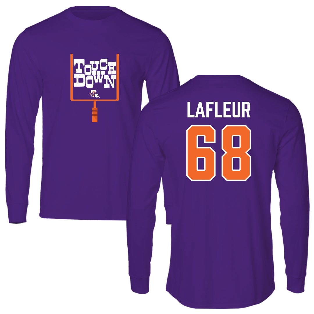 Northwestern State University Football Purple Touchdown Long Sleeve - #68 Cole LaFleur
