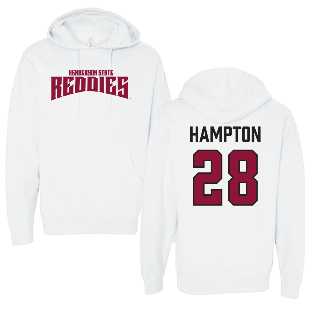 Henderson State University Football White Classic Hoodie - #28 Terrance Hampton