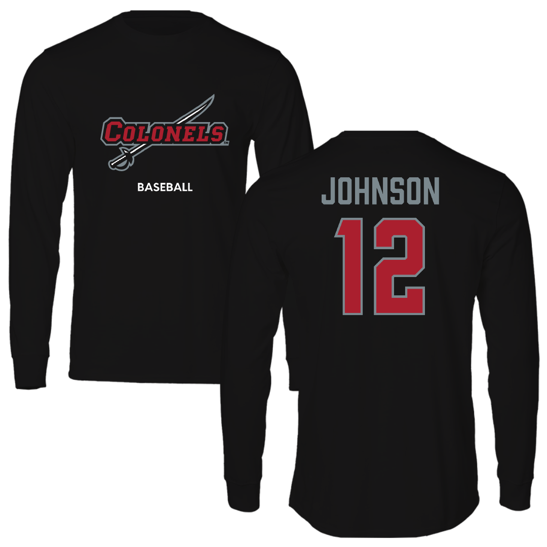Nicholls State University Baseball Black Colonels Long Sleeve - #12 Tyler Johnson