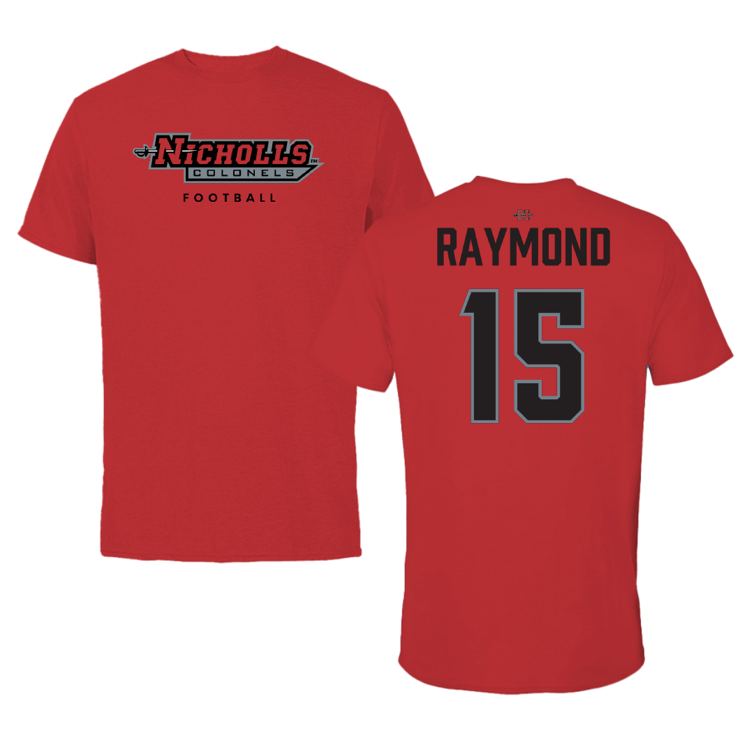Nicholls State University Football Red Performance Tee - #15 Brailon Raymond