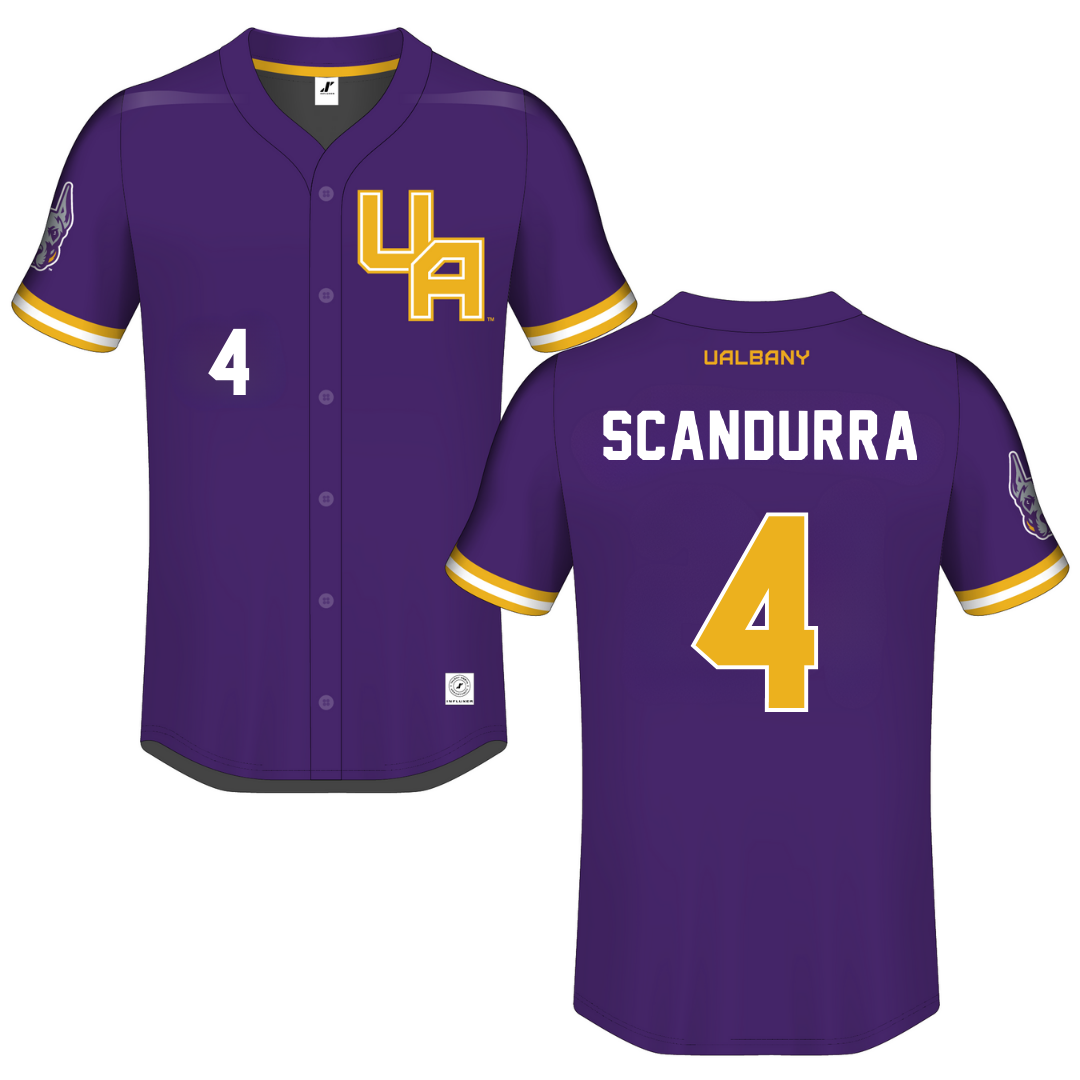 University at Albany Purple Button-Down Jersey - #4 Isabelle Scandurra