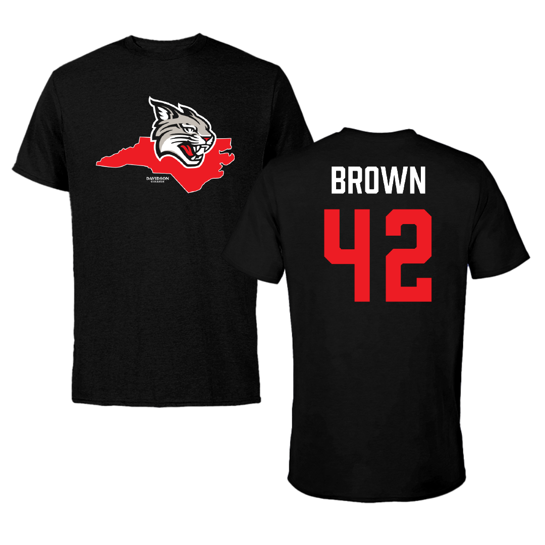 Davidson College Football Black State Tee - #42 Dallas Brown