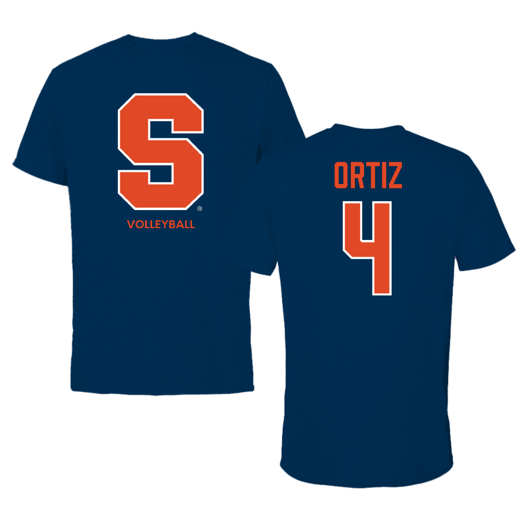 Syracuse University Volleyball (W) Navy Primary Performance Tee - #4 Emma Ortiz