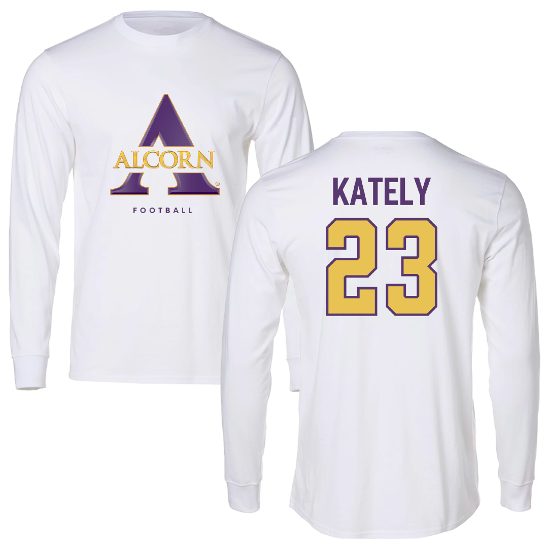 Alcorn State University Football White Long Sleeve - #23 Xavier Kately