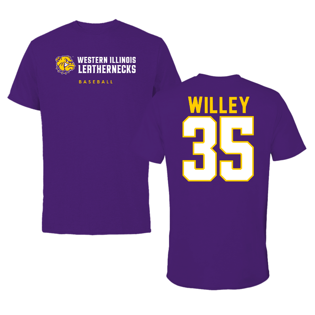 Western Illinois University Baseball Purple Tee - #35 Alex Willey