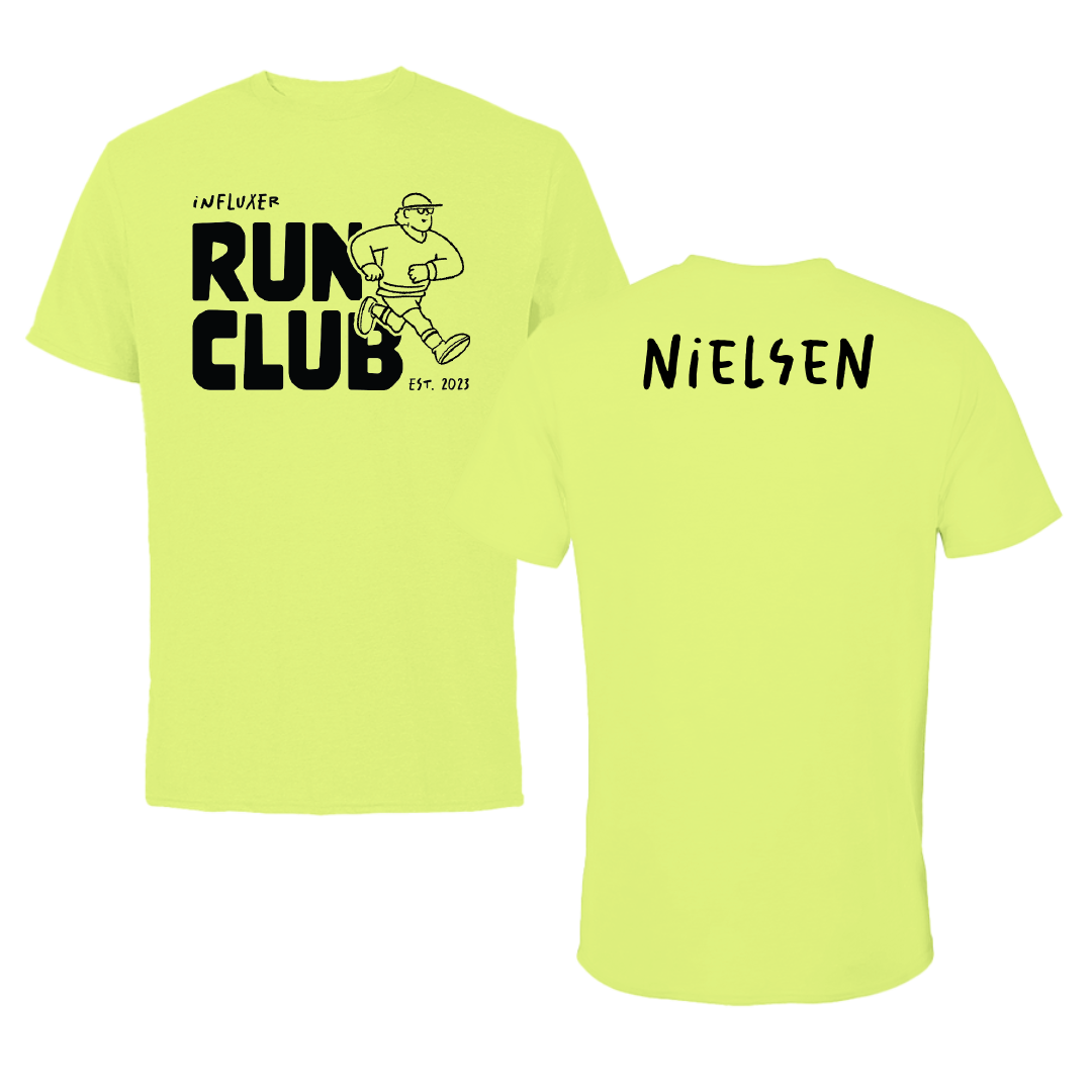 Central Michigan University TF and XC Safety Yellow Influxer Run Club Tee - Riley Nielsen