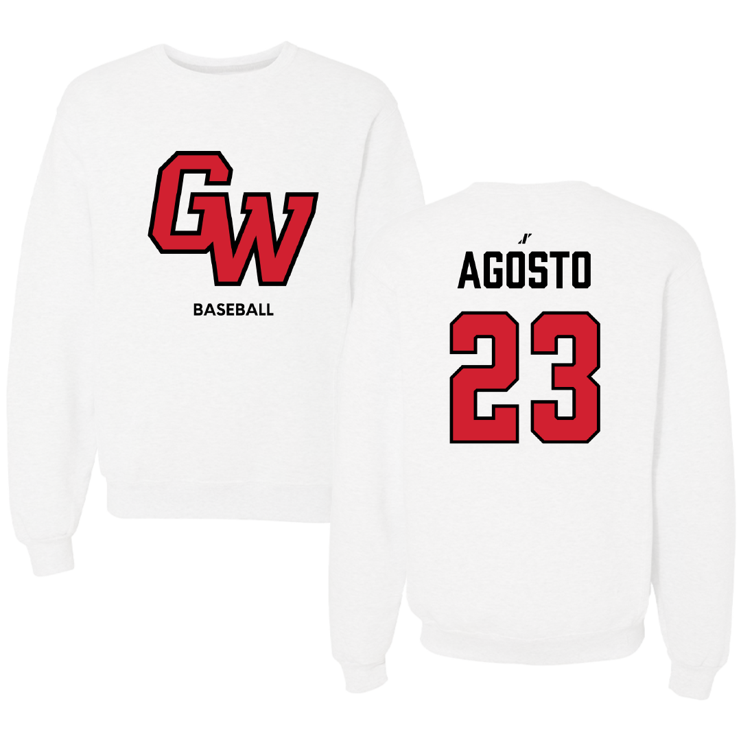 Gardner-Webb University Baseball White Crewneck - #23 Kelvin Agosto