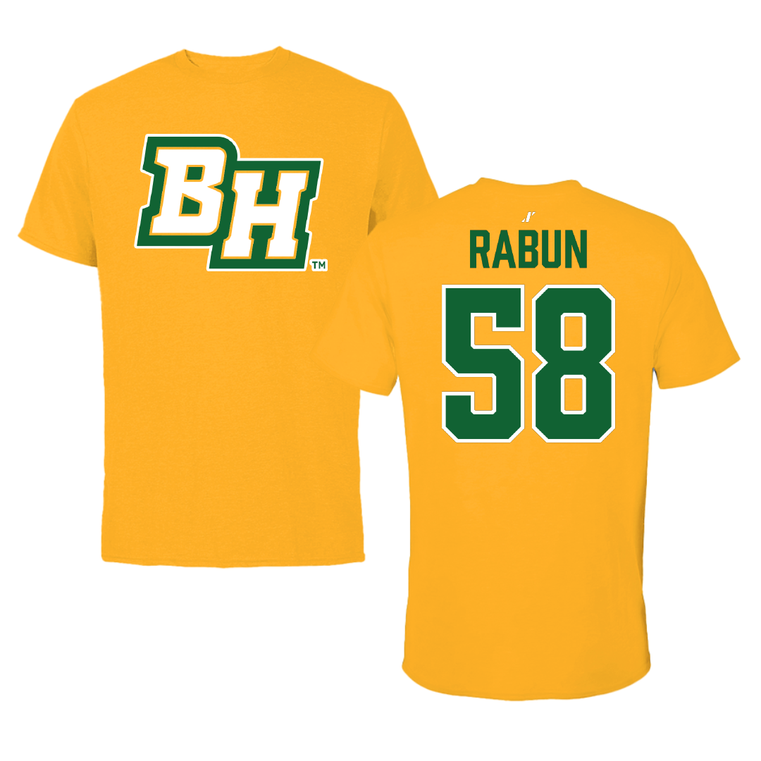 Black Hills State University Football Gold Tee - #58 Adrian Rabun