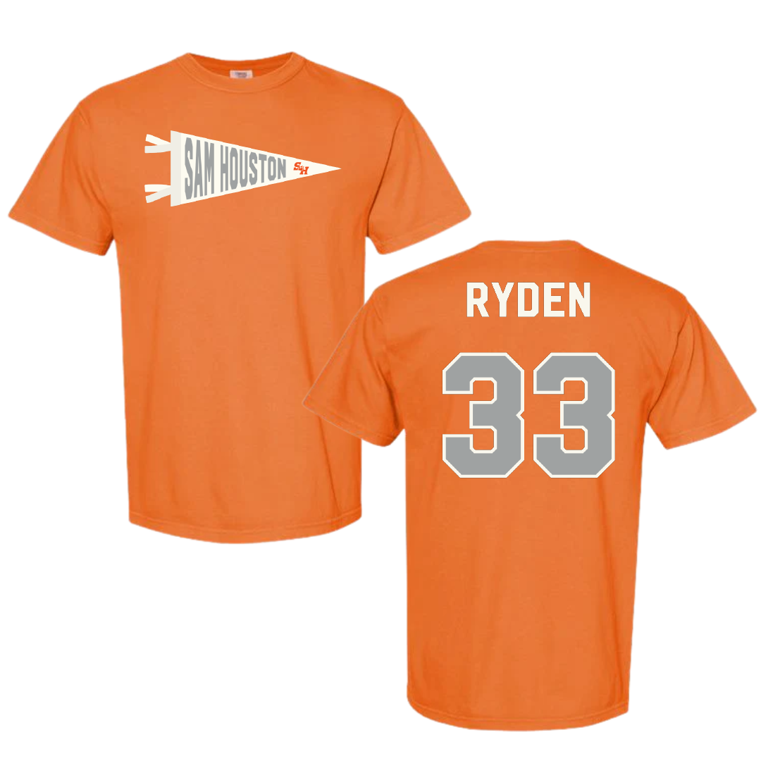 Sam Houston State University Baseball Orange Pennant Comfort Colors Tee - #33 Tyler Ryden