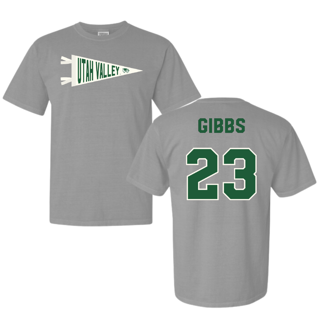 Utah Valley University Softball Light Gray Pennant Comfort Colors Tee - #23 Megan Gibbs