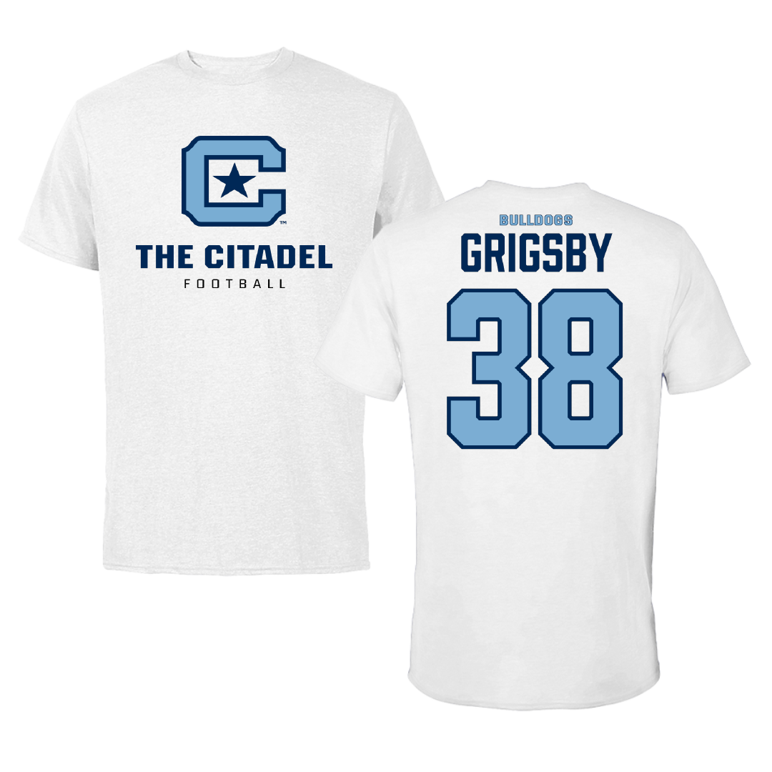 The Citadel Football White Performance Tee - #38 HJ Grigsby