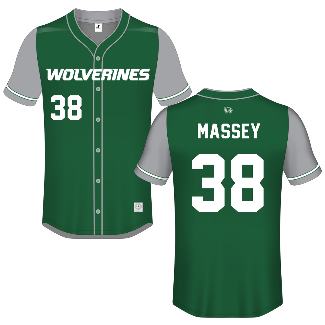Utah Valley University Green Button-Down Jersey - #38 DJ Massey