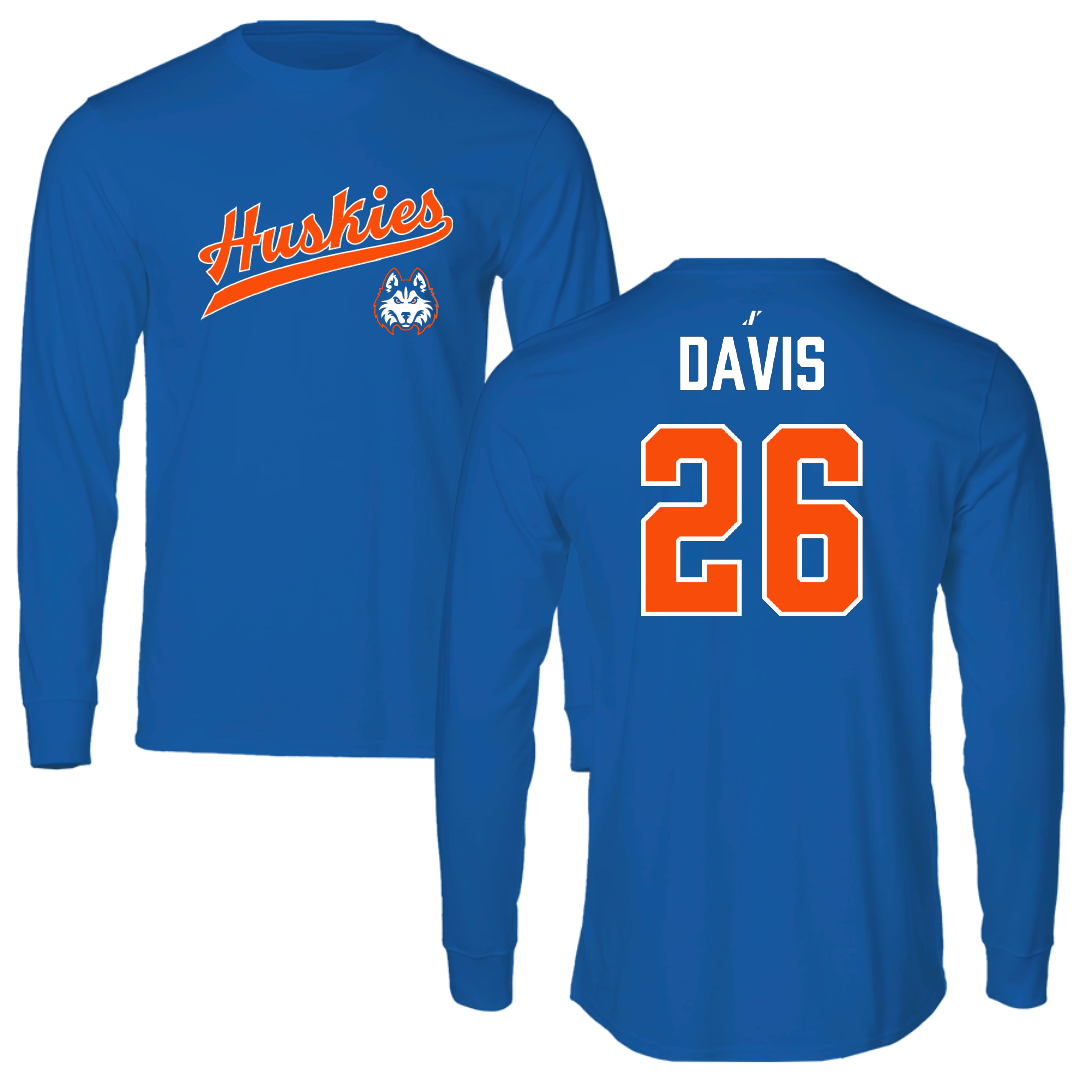 Houston Christian University Baseball Blue General Long Sleeve - #26 Chase Davis