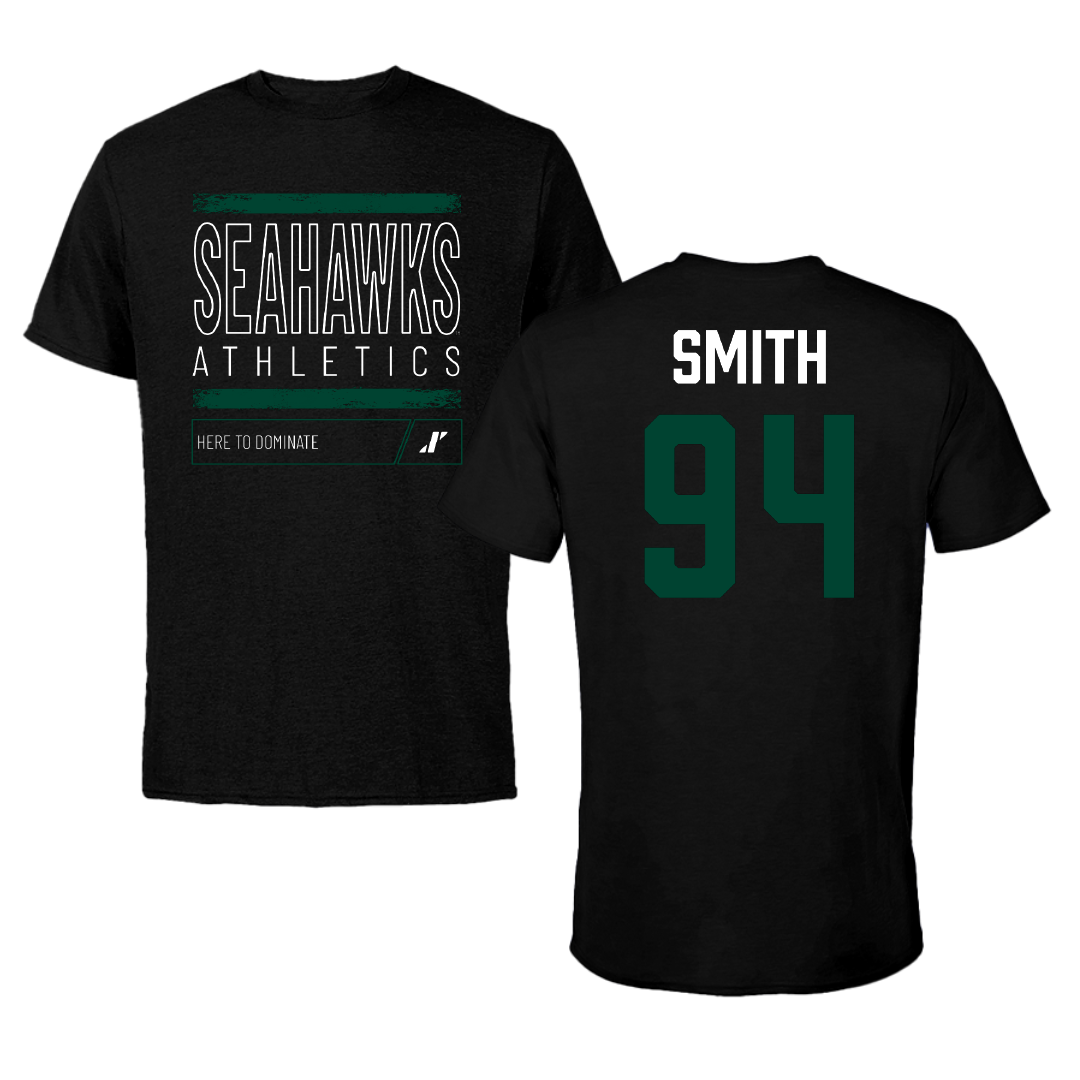 Wagner College Football Black Dominate Performance Tee - #94 Chris Smith