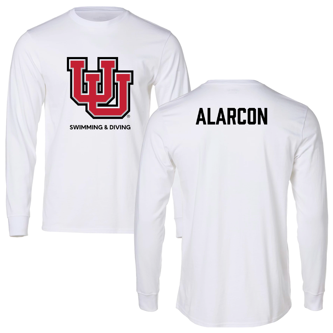 University of Utah Swimming & Diving White Block Long Sleeve - Landon Alarcon