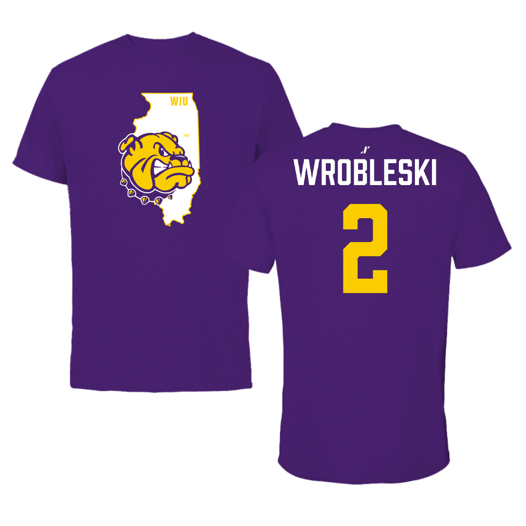 Western Illinois University Soccer (M) Purple State Performance Tee - #2 Ryan Wrobleski