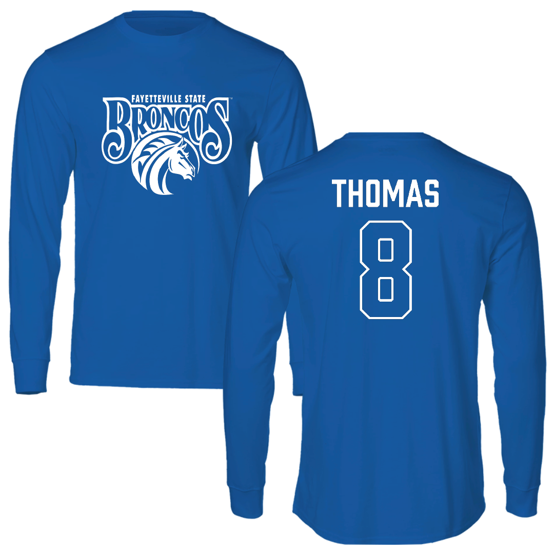 Fayetteville State University Football Blue Performance Long Sleeve - #8 Kaydin Thomas