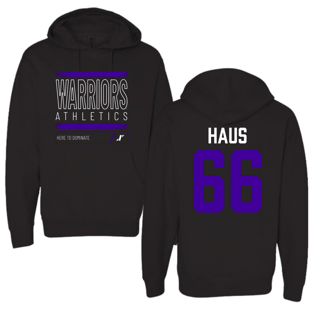 Winona State University Football Black Dominate Hoodie - #66 Blake Haus