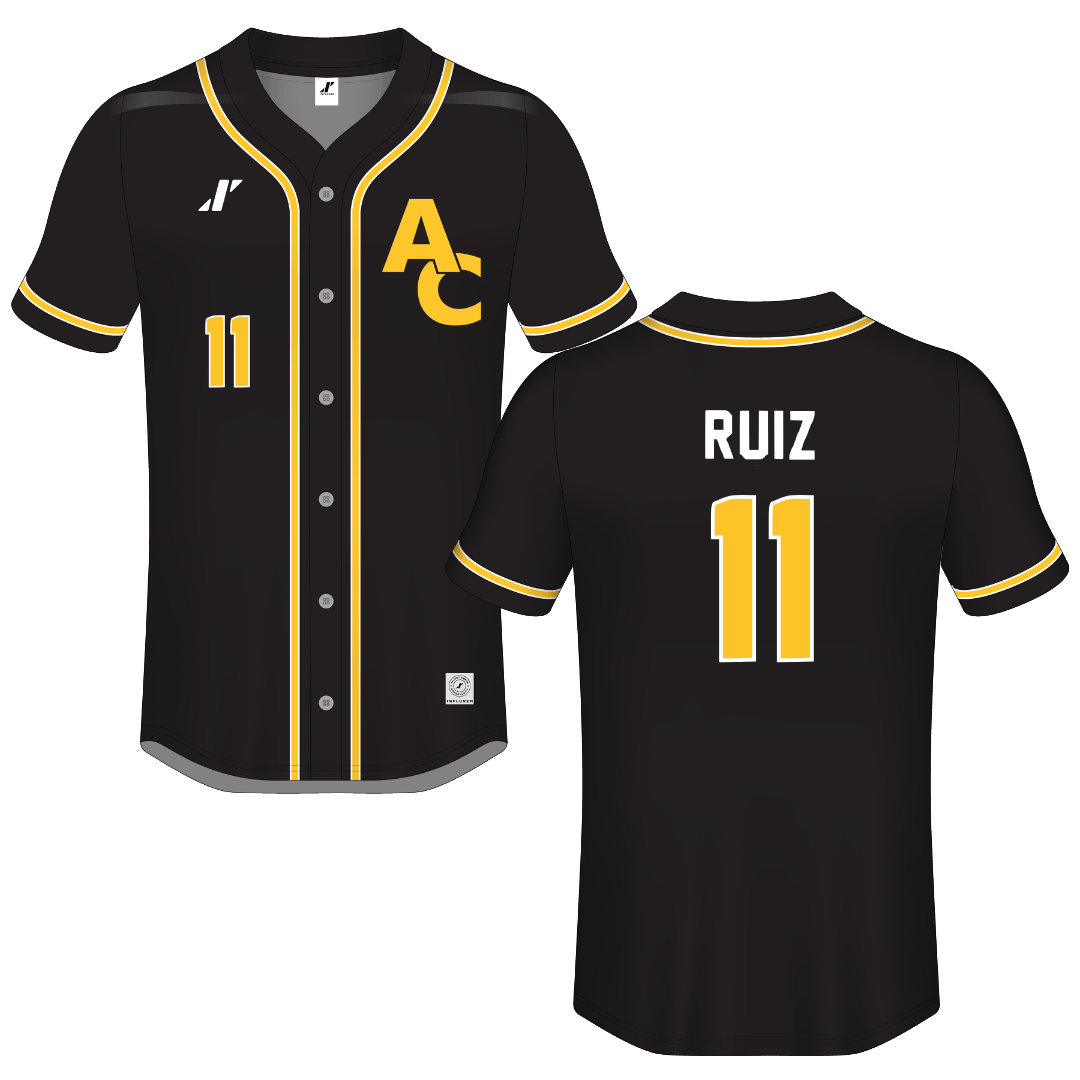 Adrian College Black Button-Down Jersey - #11 Anthony Ruiz