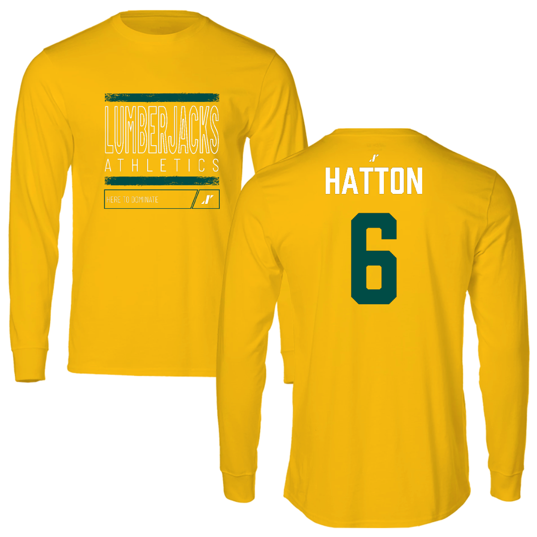 Cal Poly Humboldt Softball Gold Dominate Performance Long Sleeve - #6 Mason Hatton
