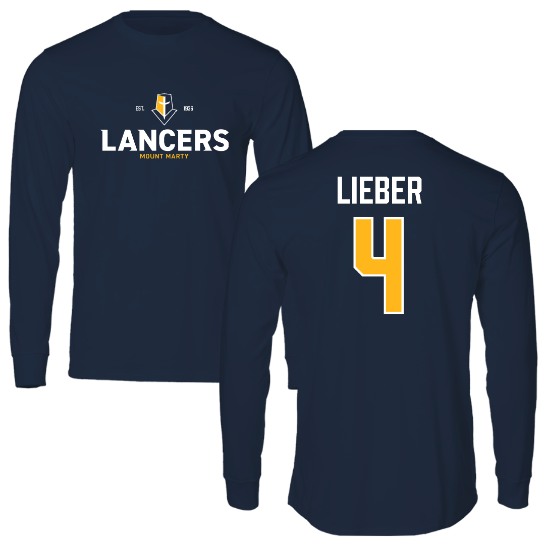 Mount Marty University Basketball Navy General Performance Long Sleeve - #4 Aiden Lieber