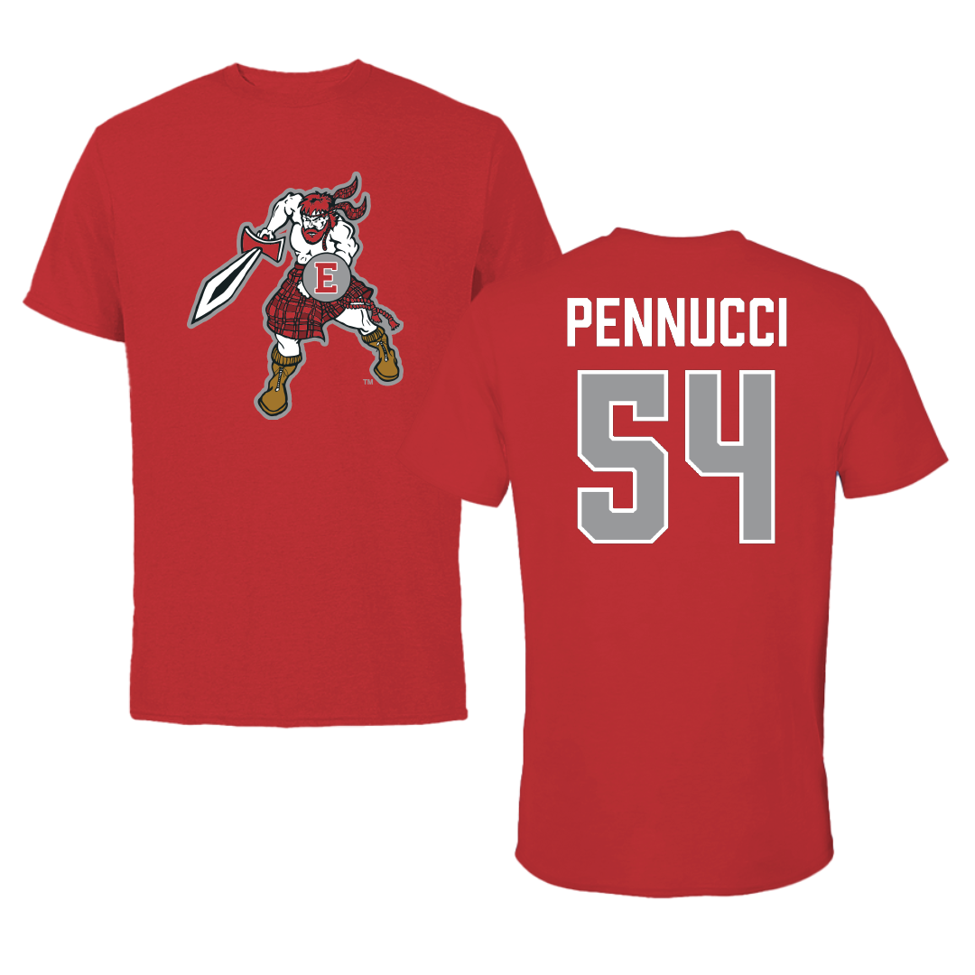 PennWest Edinboro Football Red Tee - #54 Nick Pennucci