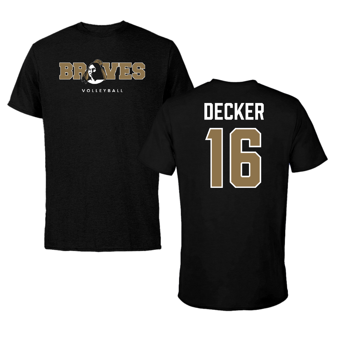University of North Carolina at Pembroke Volleyball (W) Black Performance Tee - #16 Addie Decker