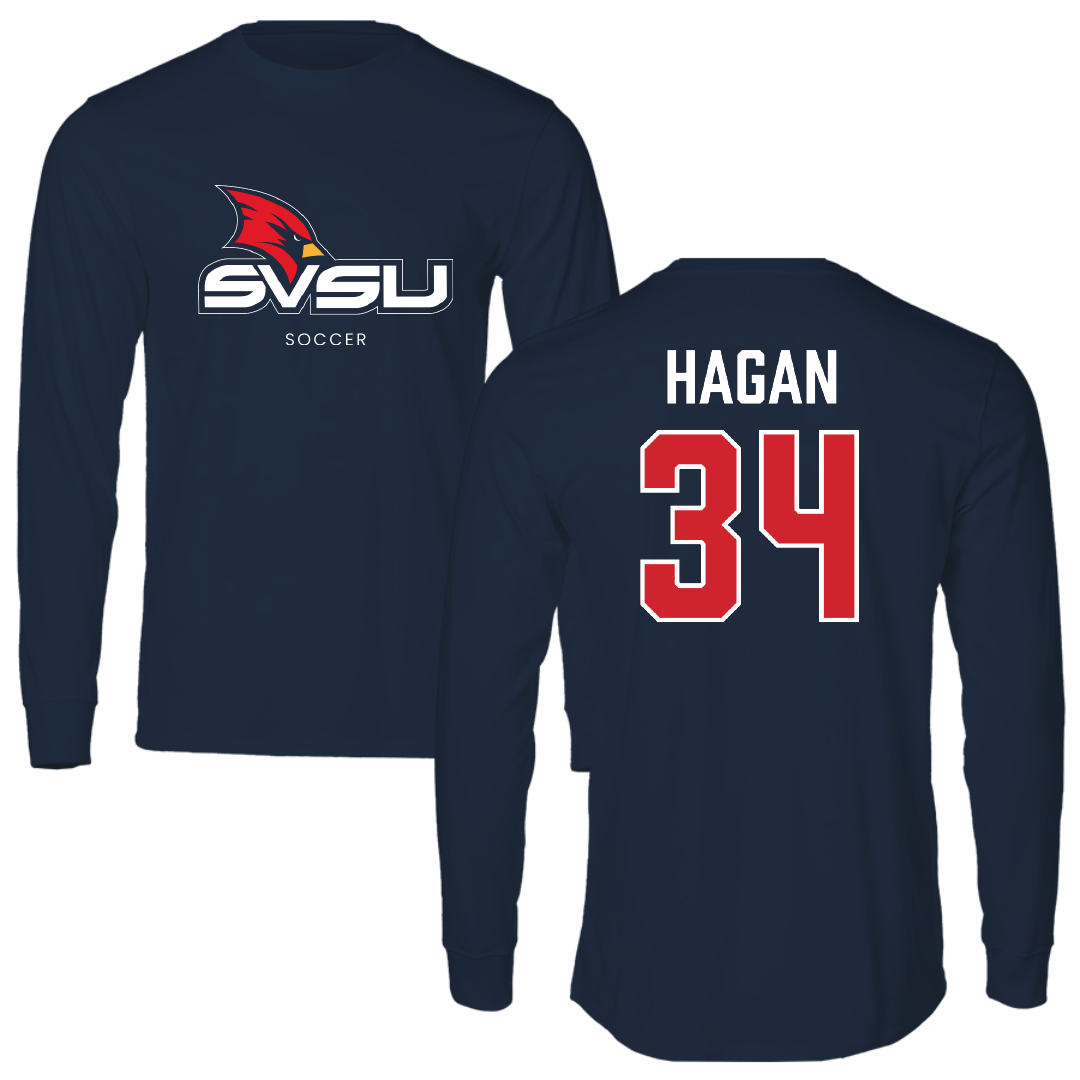 Saginaw Valley State University Soccer Navy Performance Long Sleeve - #34 Zoe Hagan