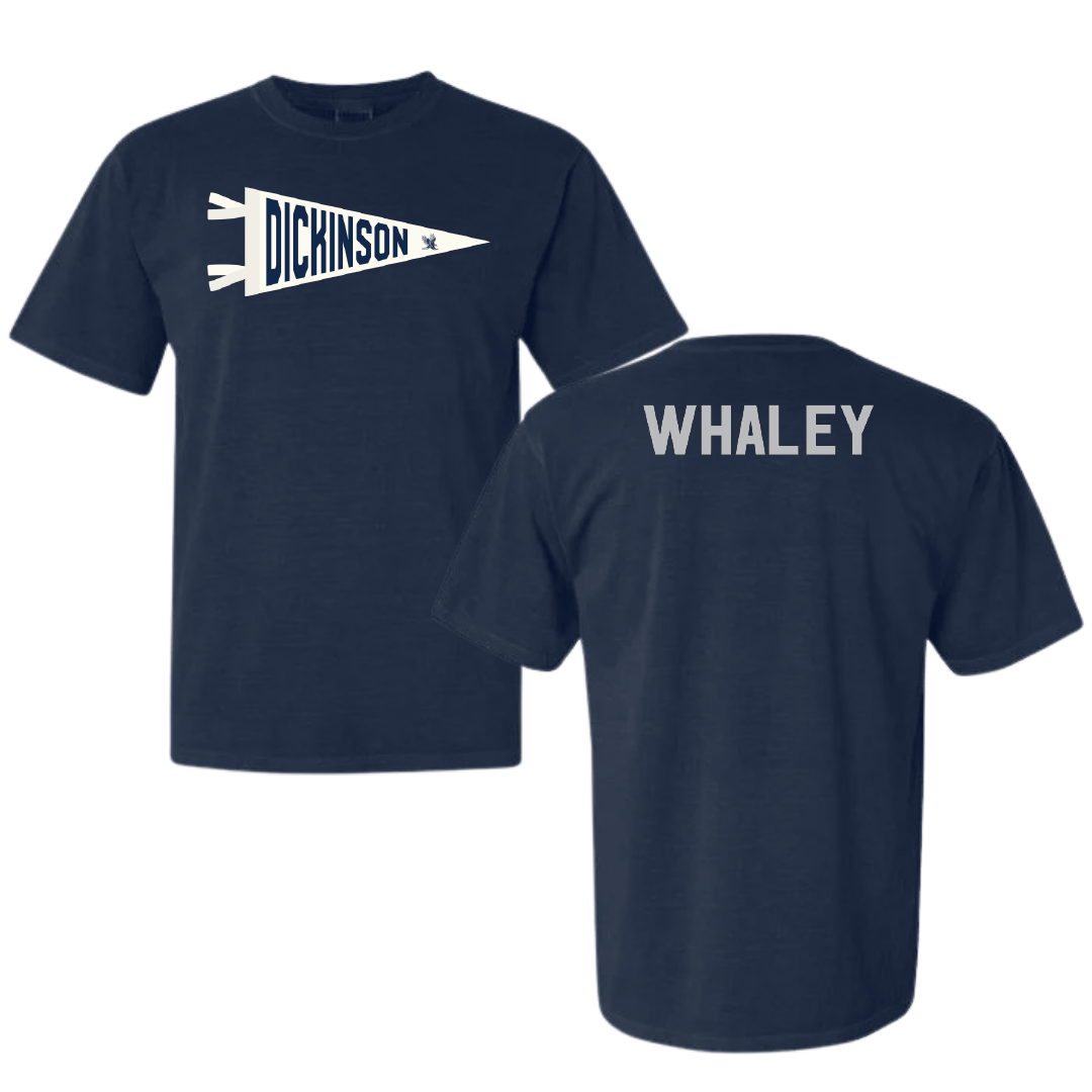 Dickinson State University Wrestling Navy Pennant Comfort Colors Tee - Larhae Whaley