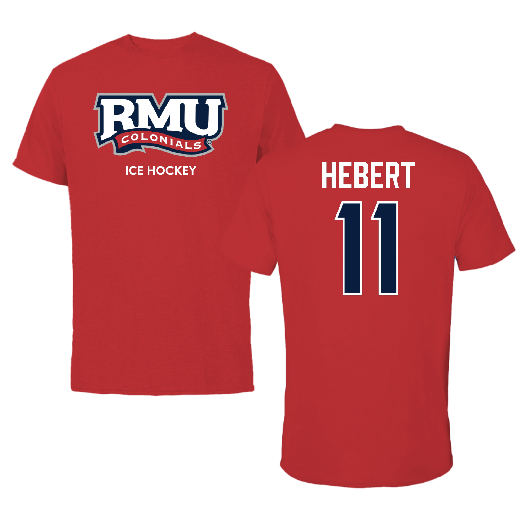Robert Morris University Ice Hockey (M) Red Colonials Tee - #11 Cameron Hebert