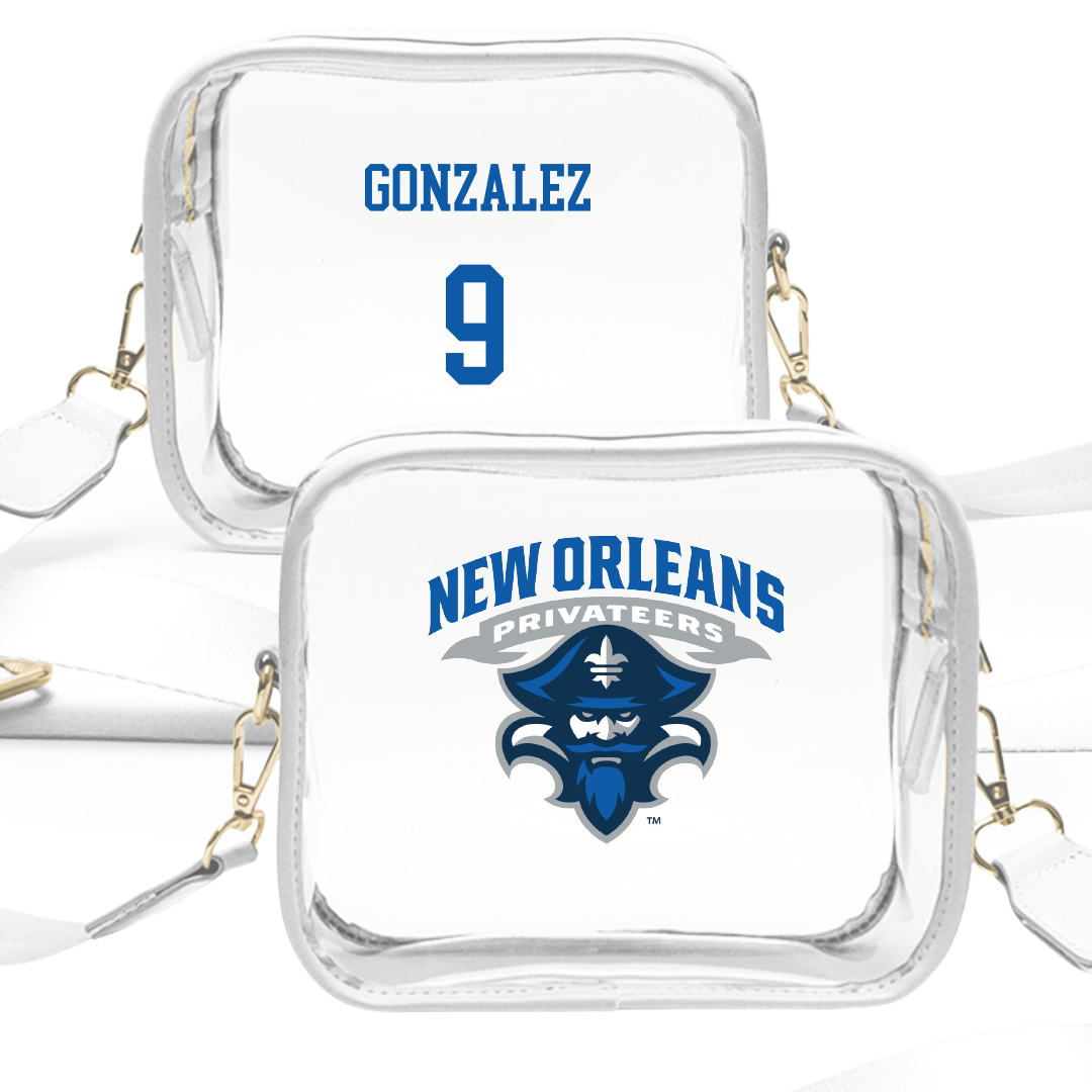 University of New Orleans Baseball White Clear Stadium Bag - #9 Matthew Gonzalez
