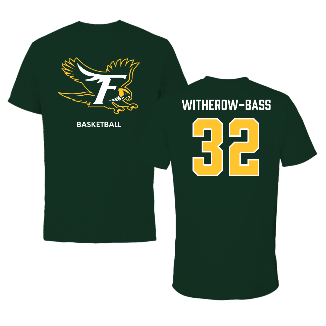 Fitchburg State University Basketball (M) Forest Green Performance Tee - #32 Kobe Witherow-Bass