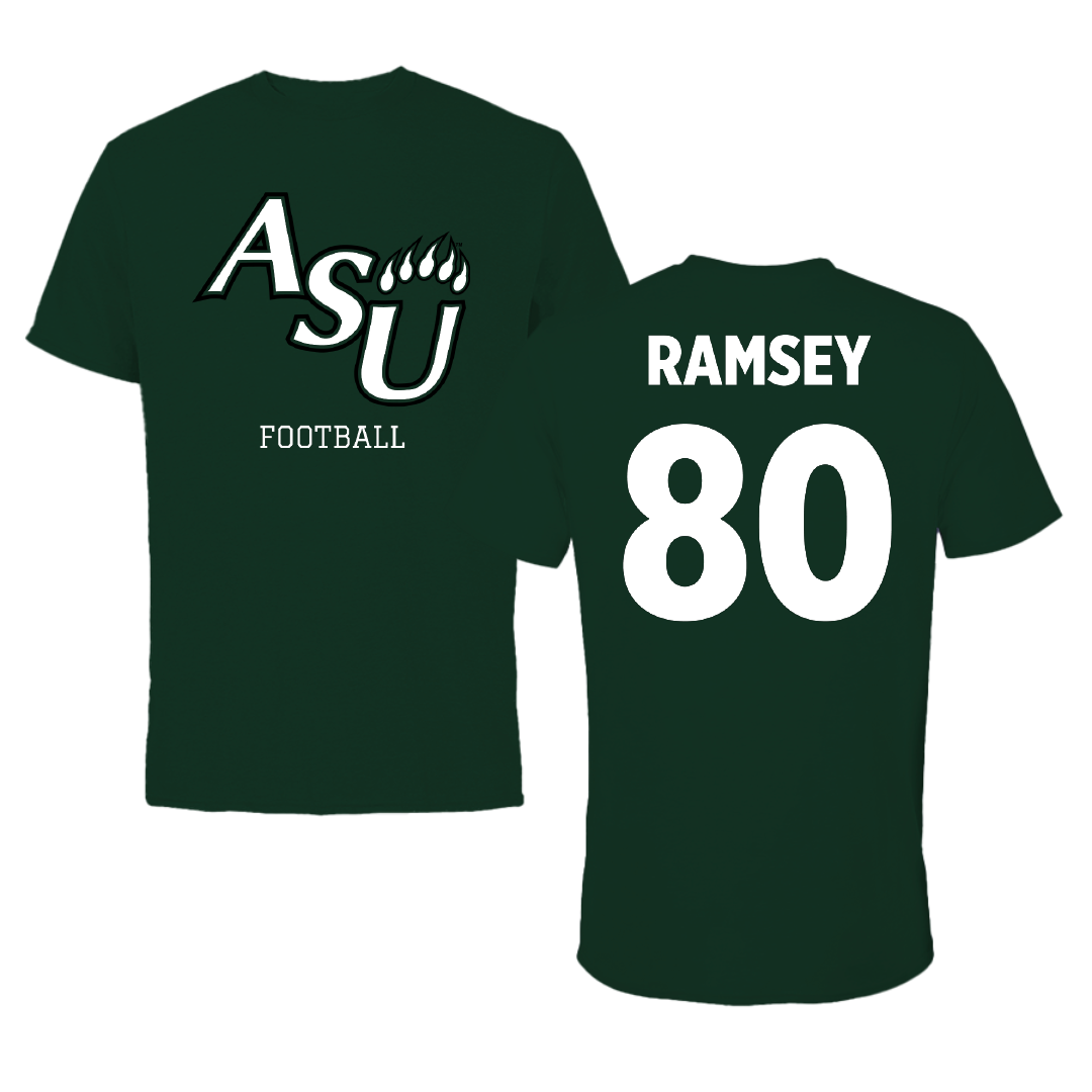 Adams State University Football Forest Green Performance Tee - #80 Damarian Ramsey