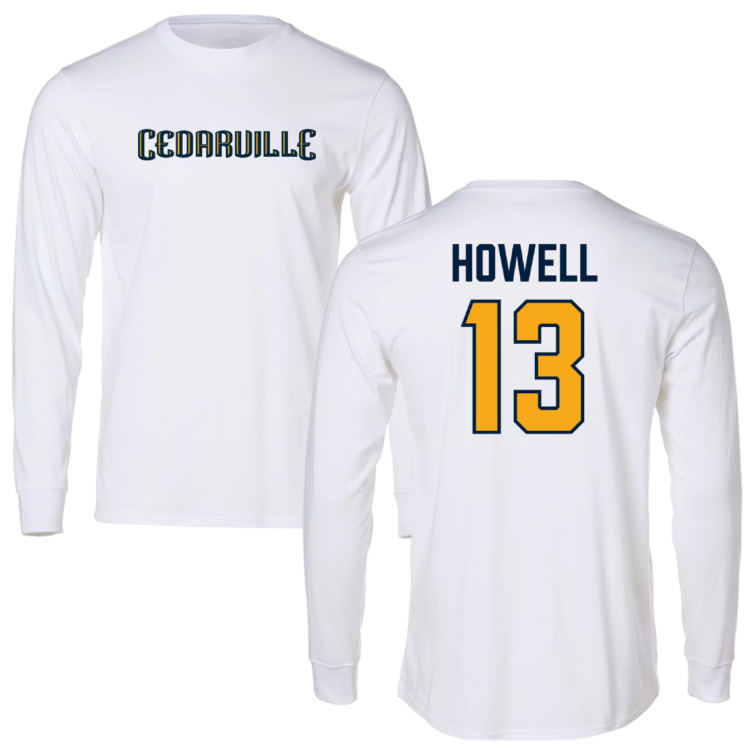 Cedarville University Soccer White Performance Long Sleeve - #13 Kale Howell